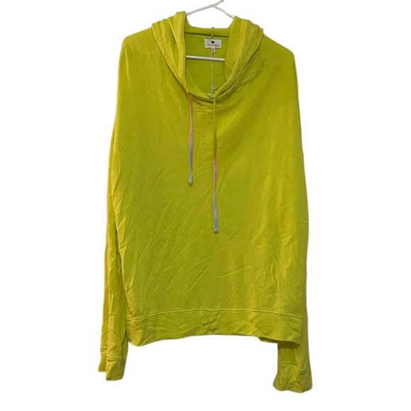 Sundry Tops - NWT Sundry Oversized Pullover Hoodie with Rainbow Drawstrings Neon Yellow